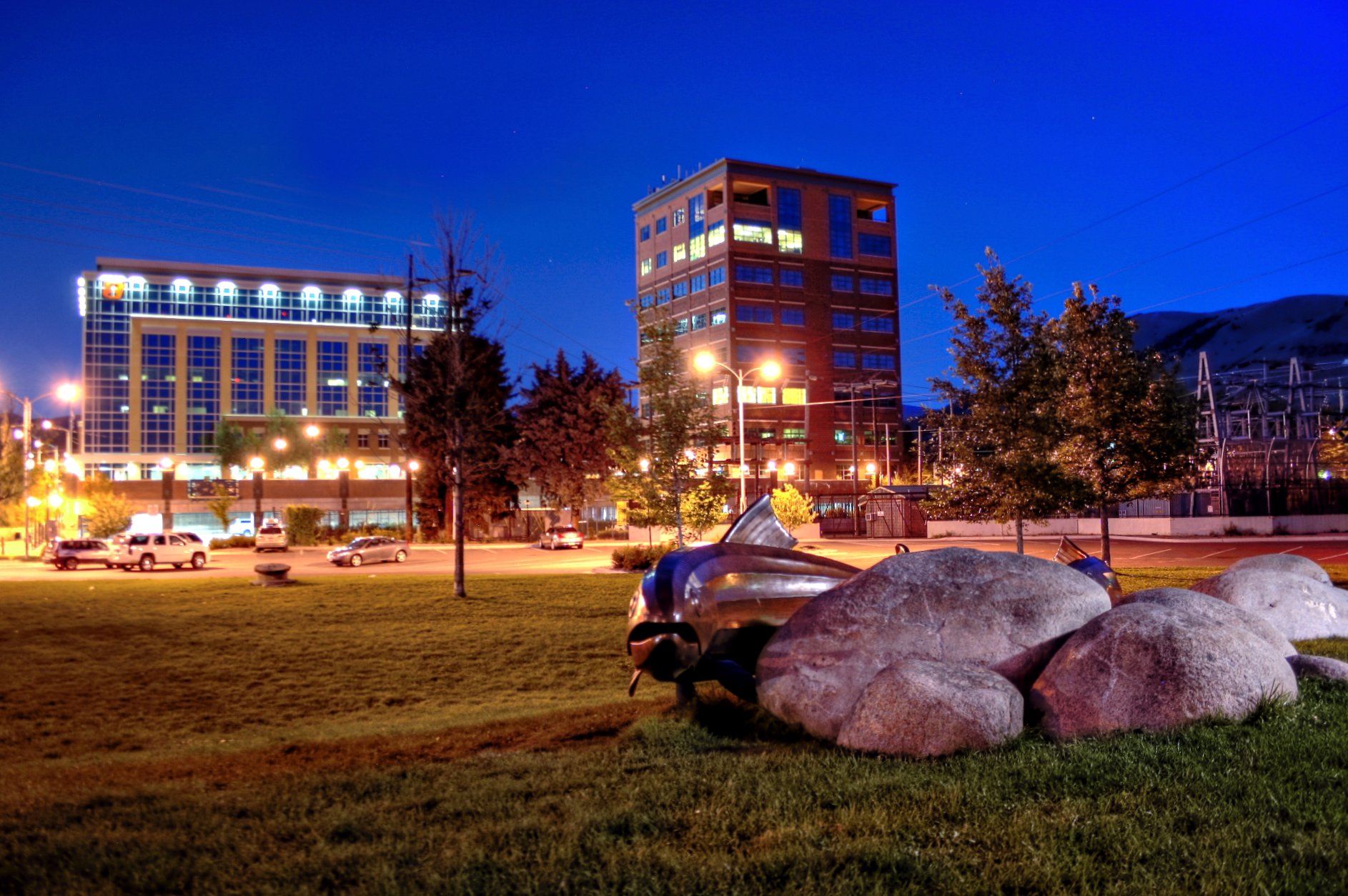 Downtown Missoula, Montana, at night
