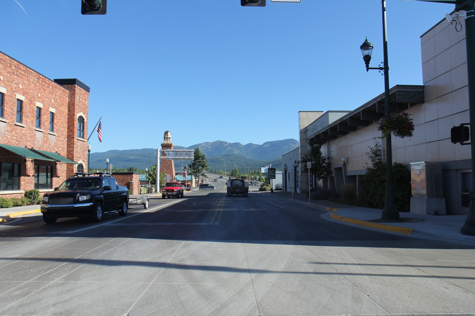 Downtown Whitefish, Montana, looking west along U.S. 93