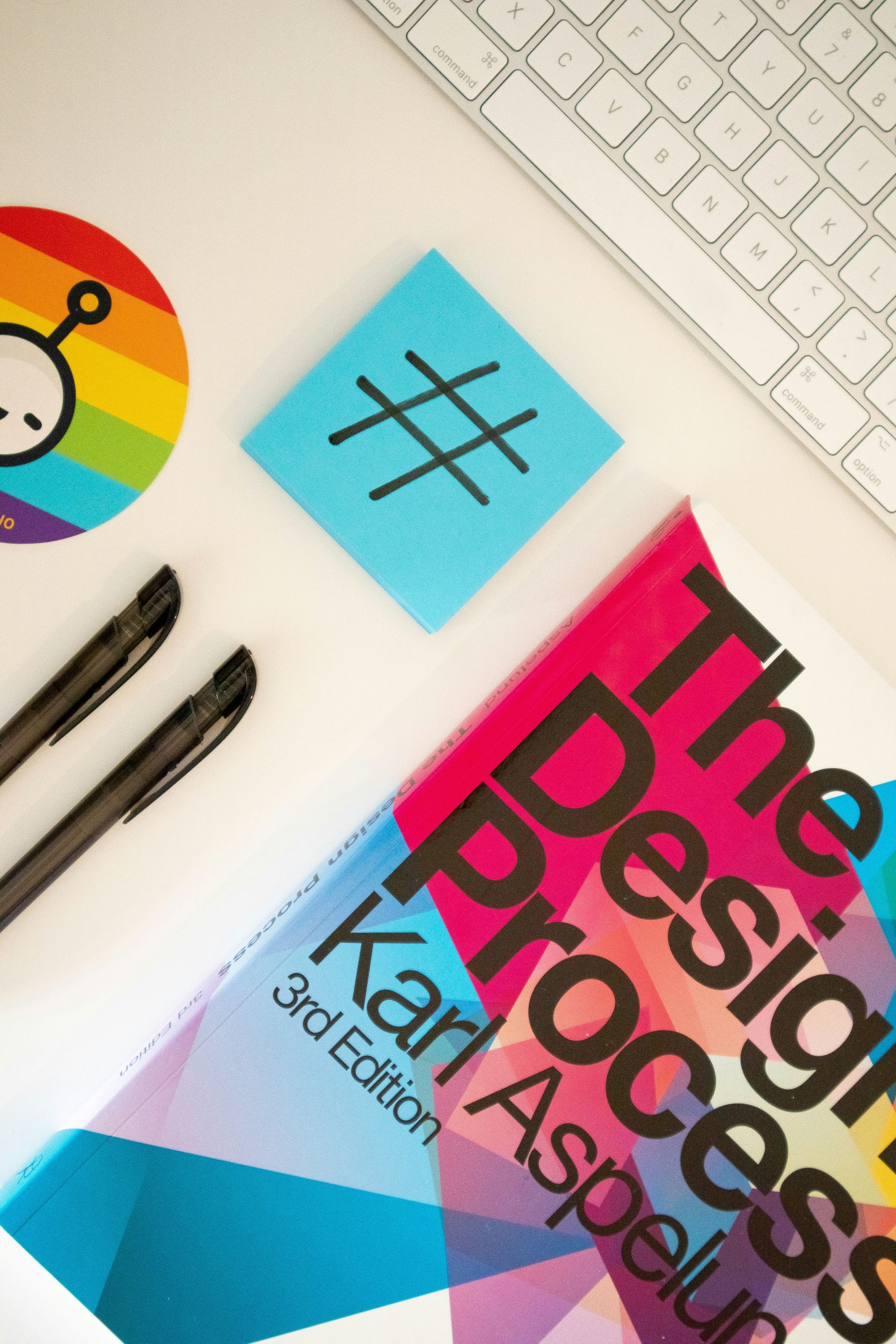 colorful photo says "design process"