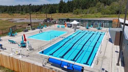Fun in the sun: two pools at two temperatures.