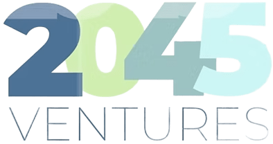 Logo displaying the text '2045 VENTURES' with each character in '2045' in different shades of blue and green.