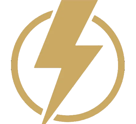 Gold lightning bolt symbol inside a broken circular outline.
