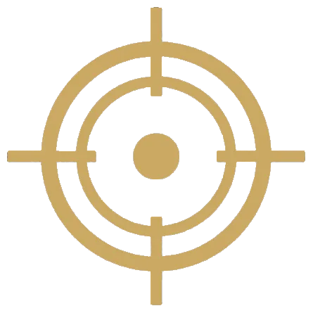 Simplified gold-colored target or crosshair symbol with concentric circles and four extending lines.