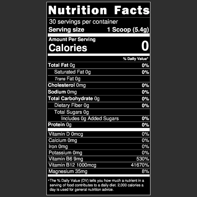 Nutrition Facts panel for PULSAR high-caffeine functional coffee