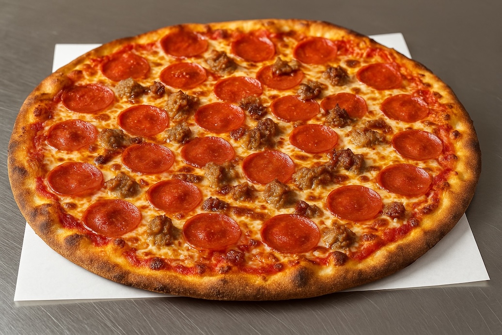 Pepperoni and sausage pizza