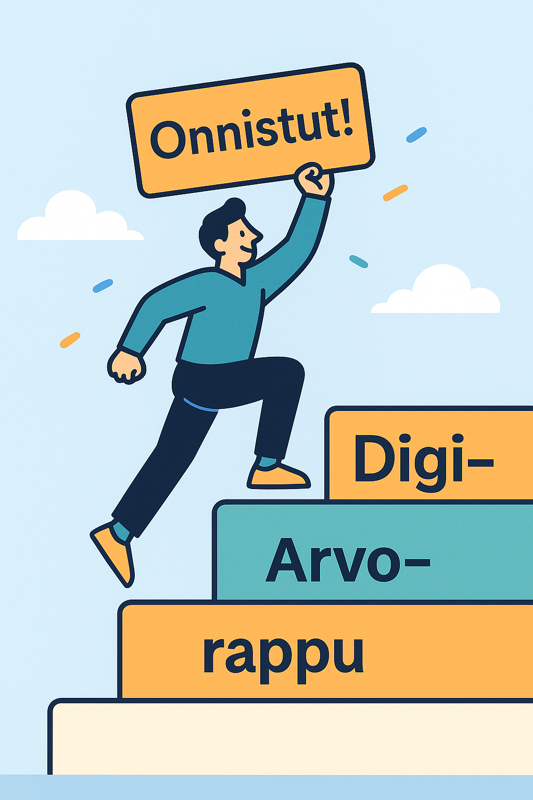 MDM VIP valmennus – Arvorappu vie askeleittain kohti digipalvelun onnistumista. Motivaatio, oppiminen ja Onnistut!-viesti.
