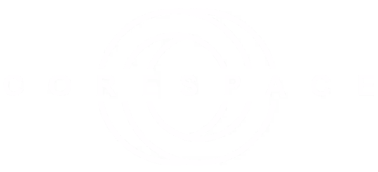 a white isolated logo of Corespace logo