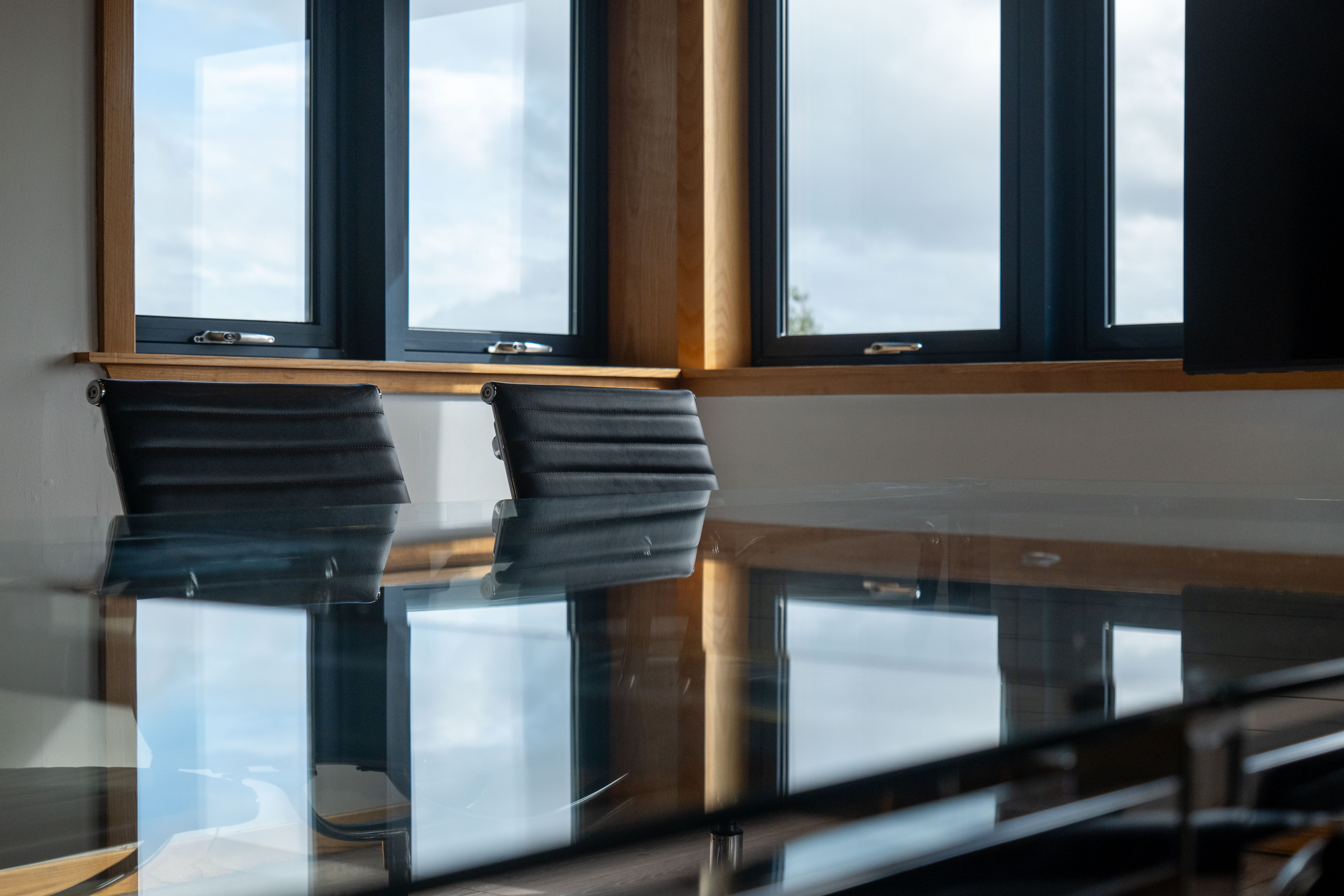 Closeup of the meeting room table at Corespace Kilwinning