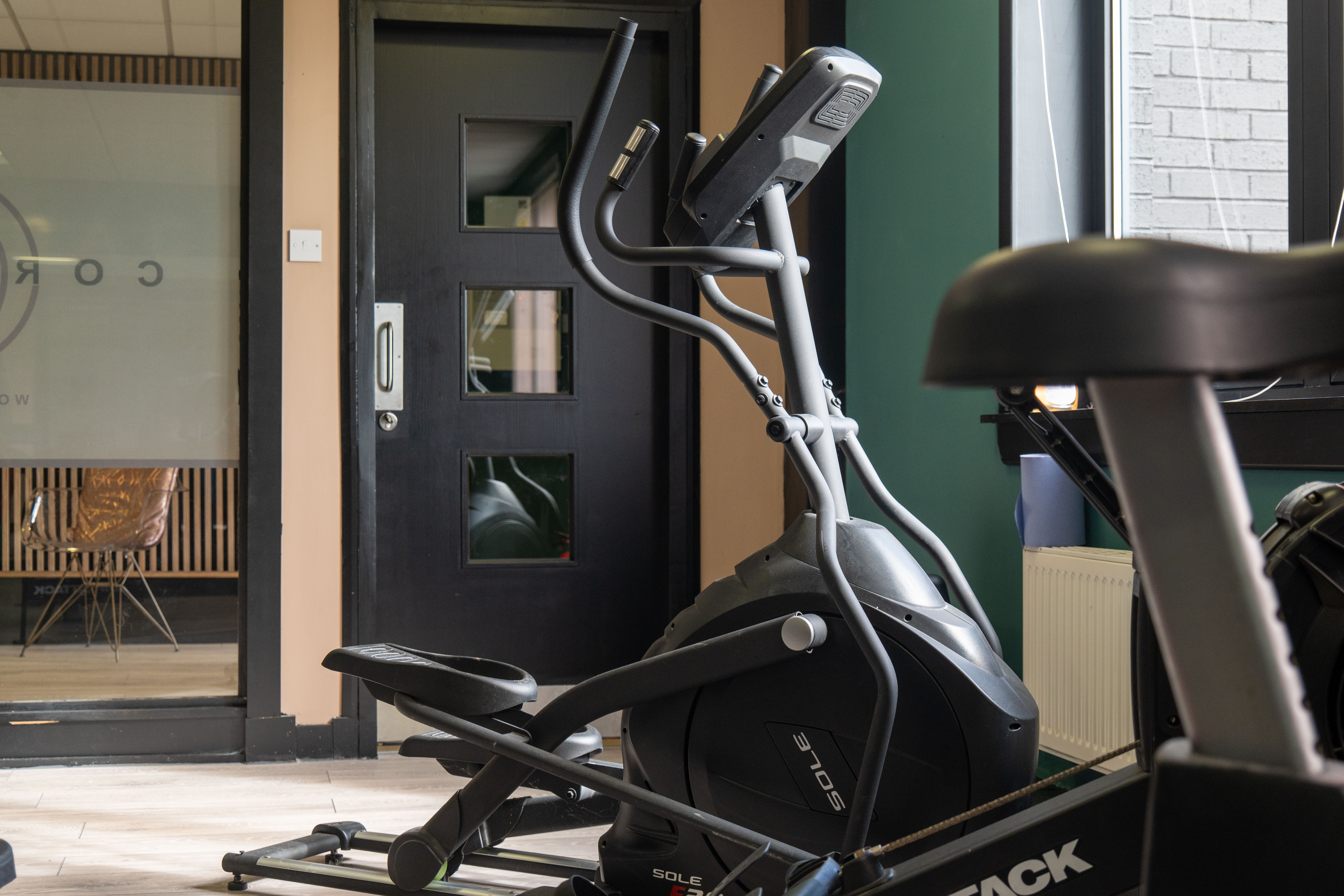 A closeup shot of gym equipment
