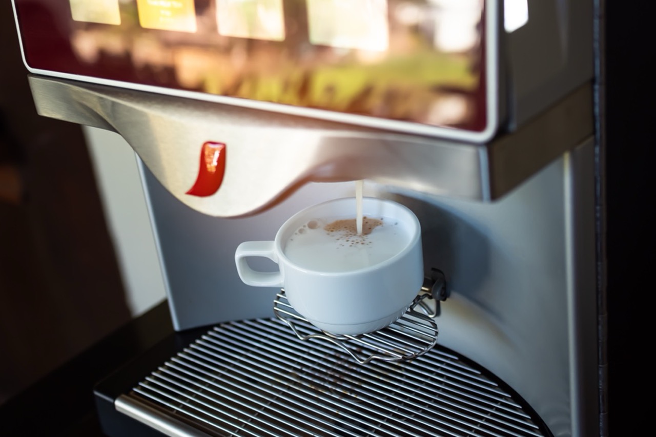 Closeup of a premium coffee espresso machine