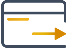Illustration of a credit card with a right-pointing arrow indicating a payment or transaction.
