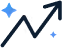 Blue upward trending arrow representing growth or increase.