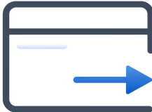 Icon of a credit card with a blue arrow pointing to the right.