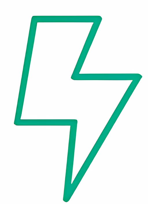 Green lightning bolt icon on a white background.