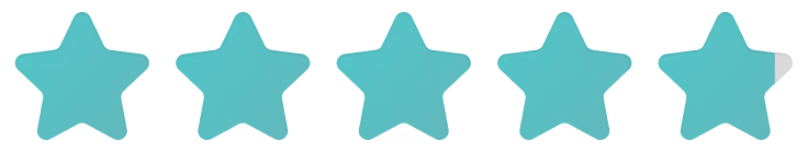A 5-star rating with four stars fully filled and the fifth star partially filled.