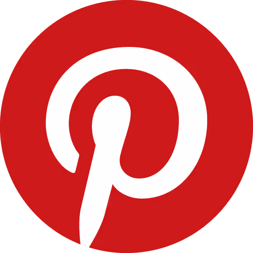 Pinterest logo with a stylized white letter P on a red circular background.