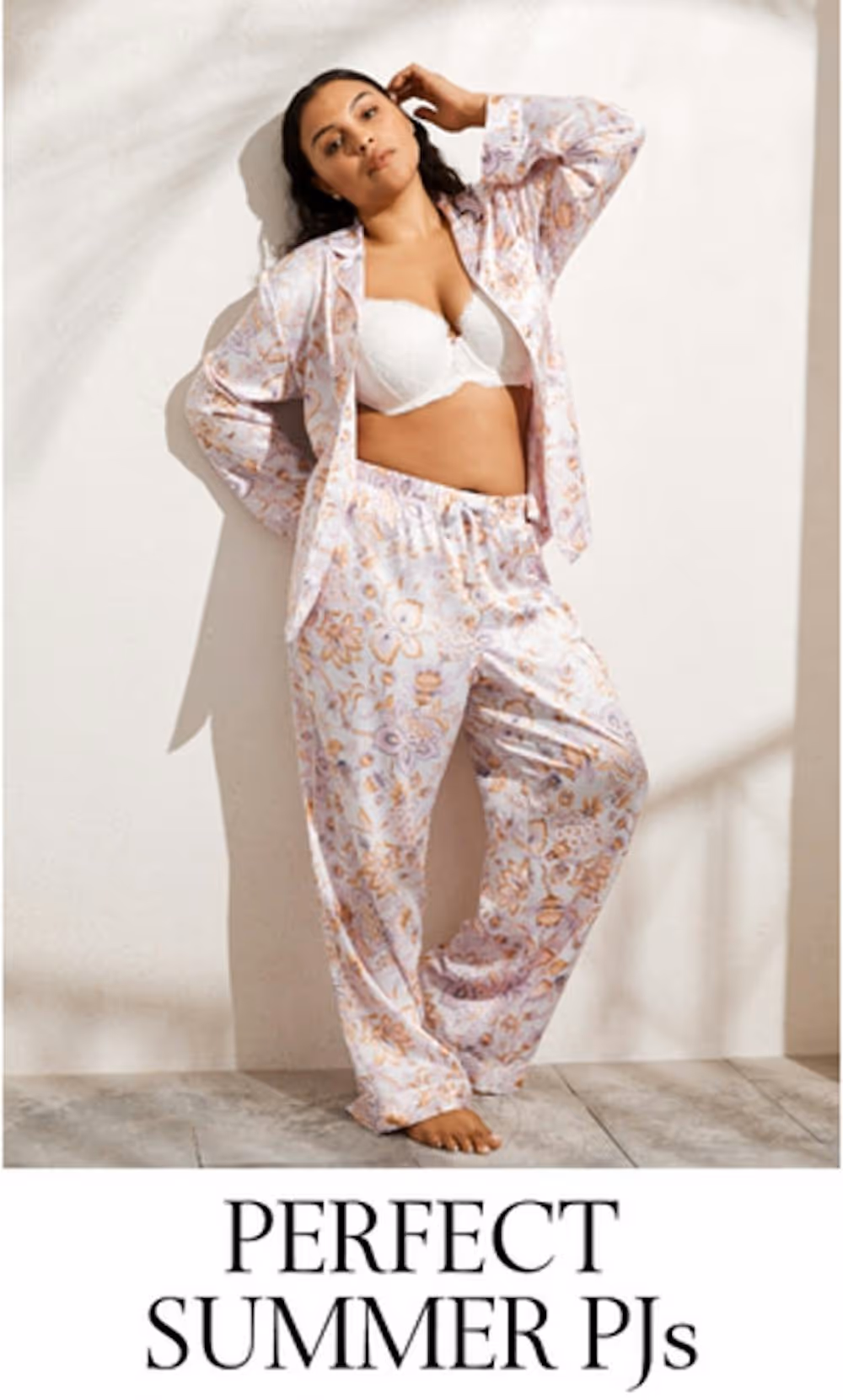 Model wearing Victoria's Secrete Summer pajamas