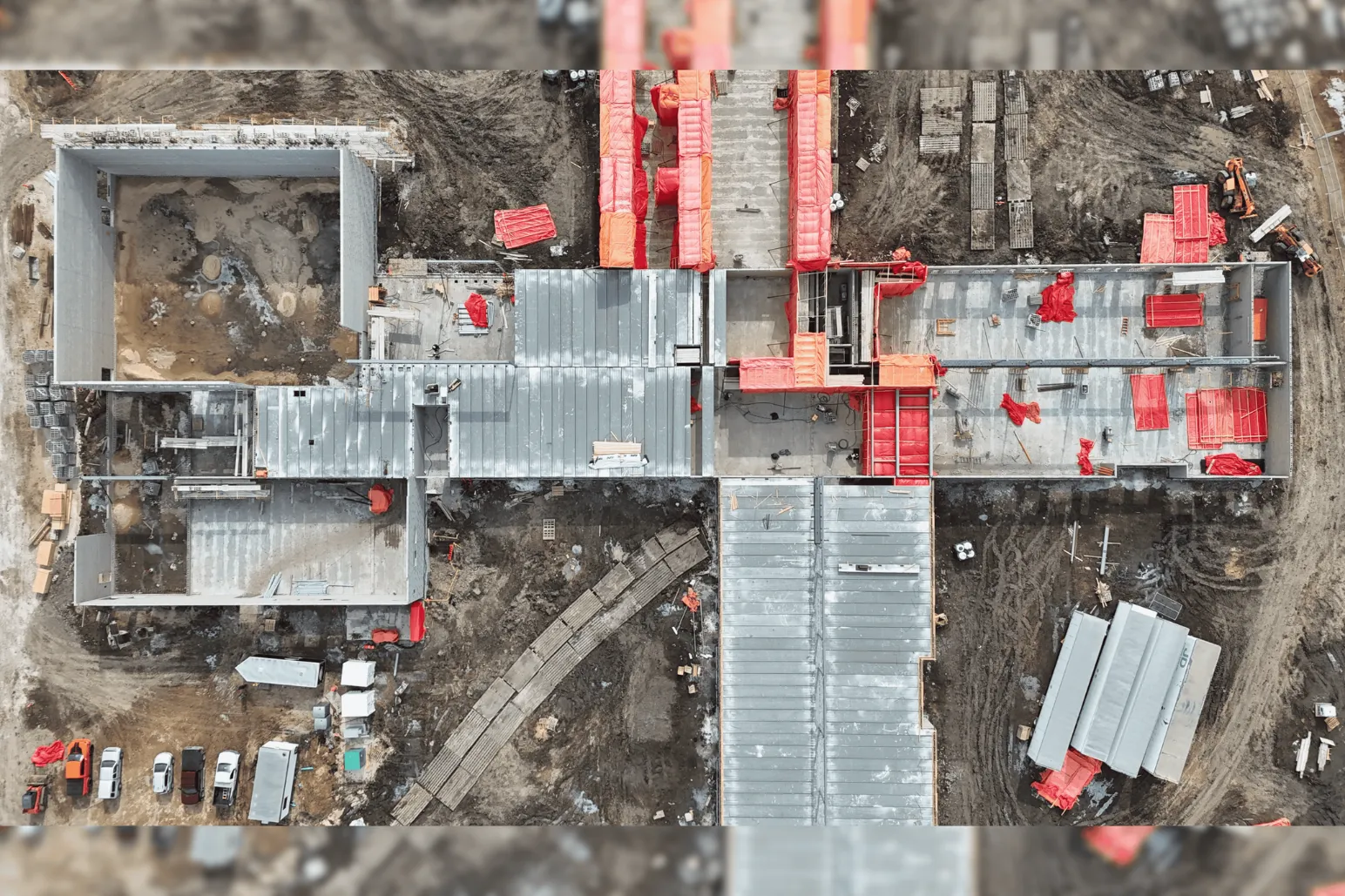 Construction progress on École Mino Pimatisiwin K-8 school building in Winnipeg