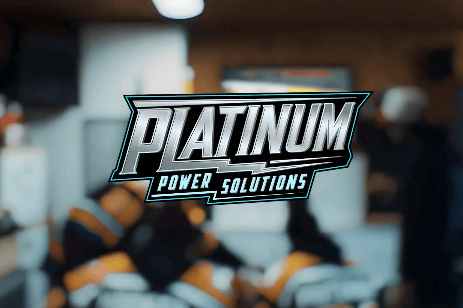 Platinum Power Solutions sponsored athlete wearing branded hoodie with hockey equipment