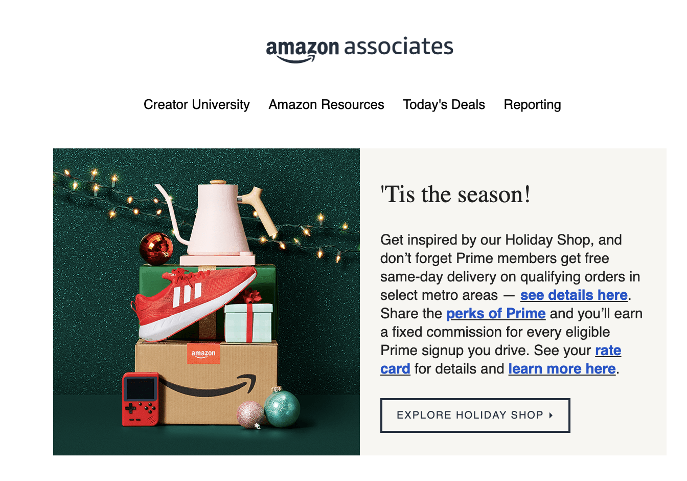 Seasonal messages From Amazon’s Email Campaign