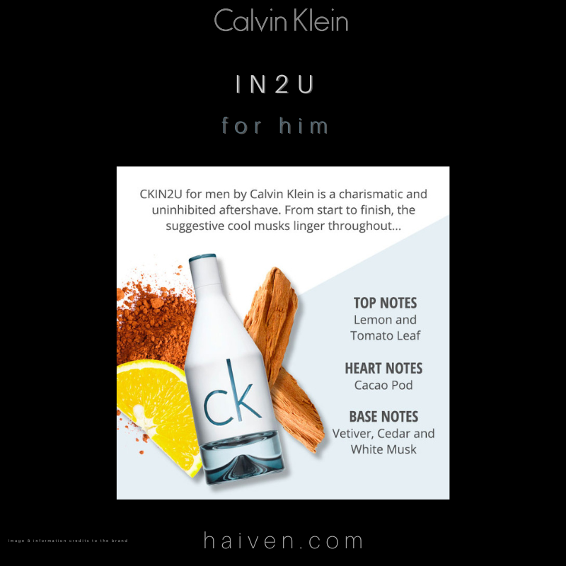 Calvin Klein IN2U for Him is a fresh, energetic Eau de Toilette for men