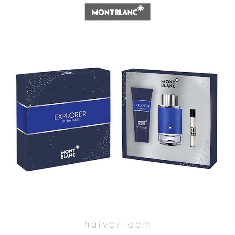 MONT BLANC Explorer Ultra Blue EDP 100ML + 7.5ML Mini + 100ML Shower Gel GIFT SET