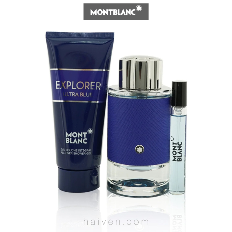 MONT BLANC Explorer Ultra Blue EDP 100ML + 7.5ML Mini + 100ML Shower Gel GIFT SET