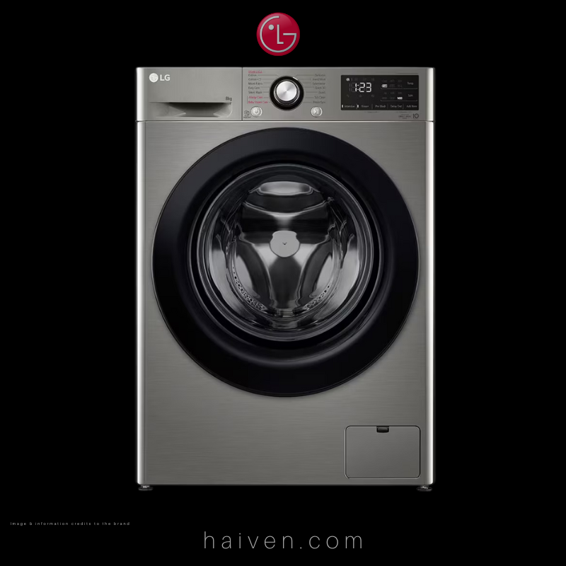 LG Front Load Washing Machine – F4R3TYG6D – 8kg Capacity – Silver