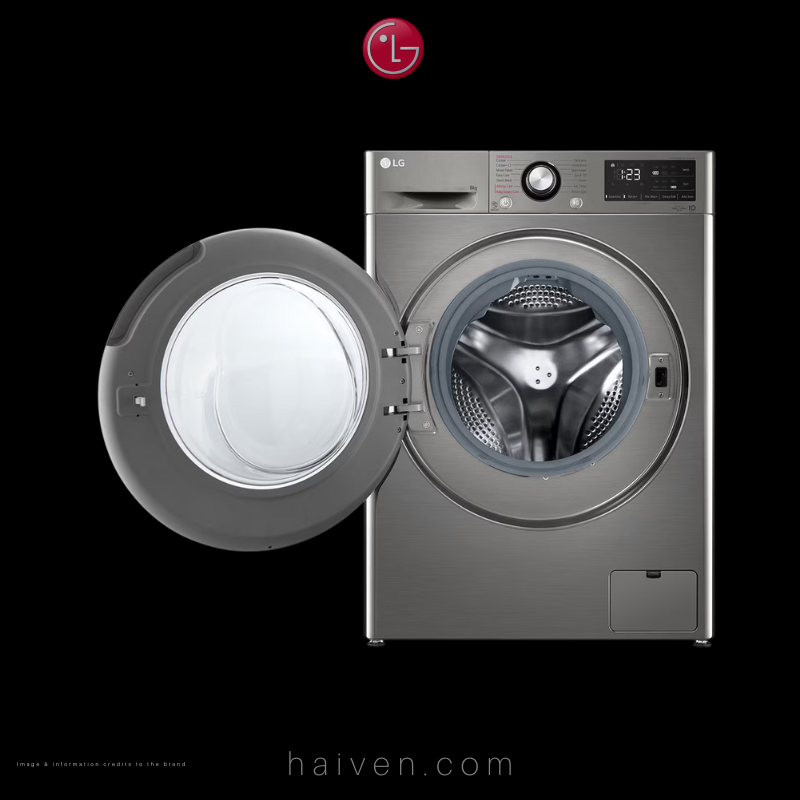 LG Front Load Washing Machine – F4R3TYG6D – 8kg Capacity – Silver