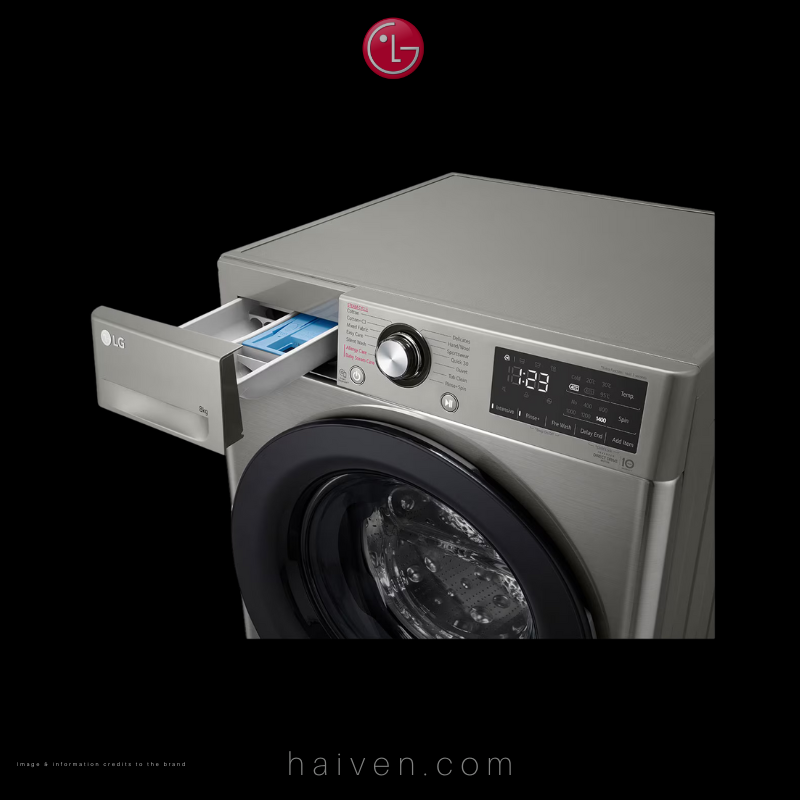 LG Front Load Washing Machine – F4R3TYG6D – 8kg Capacity – Silver