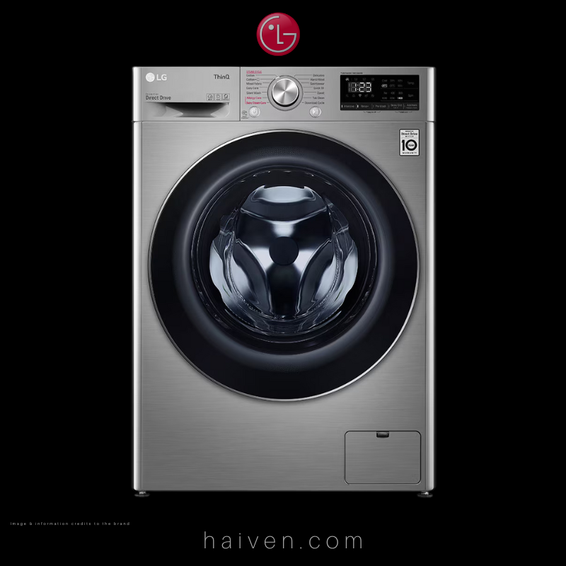 LG Front Load Washing Machine – F4V5RYP2T – 10.5kg Capacity – Silver