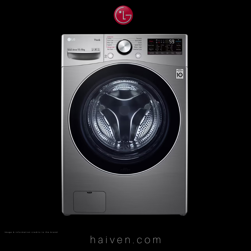 LG Front Load Washing Machine – F0L9D4P2S – 15kg Capacity – Silver