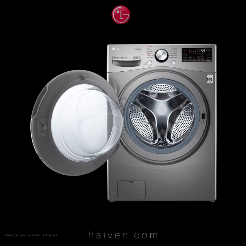 LG Front Load Washing Machine – F0L9D4P2S – 15kg Capacity – Silver