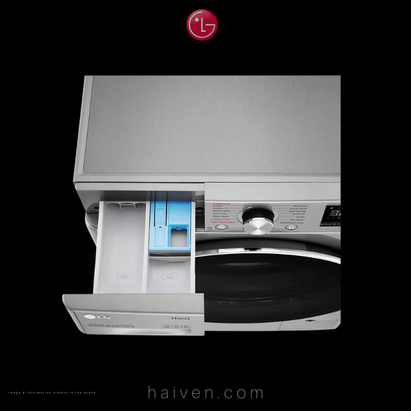 LG Front Load Washing Machine with Dryer – F4V5RGP2T – 10kg Wash / 7kg Dry – Silver