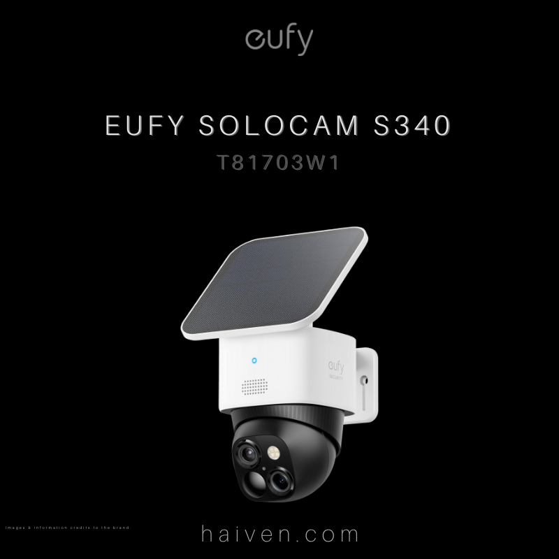 Eufy SoloCam S340 T81703W1 White Dual-Lens Solar Security Camera