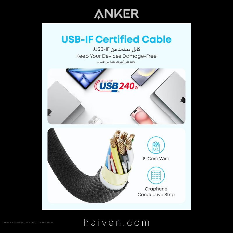 Anker Cable A8060H11 240W 3ft Dirt-Resistant Black
