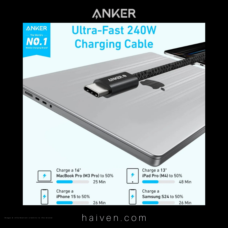 Anker Cable A8060H12 240W 6ft Dirt-Resistant Black