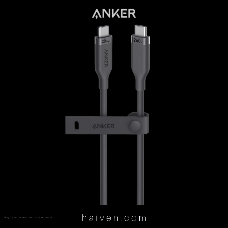 Anker Cable A80N1H11 USB-C to USB-C 3ft 240W 20Gbps Bio-Based Black