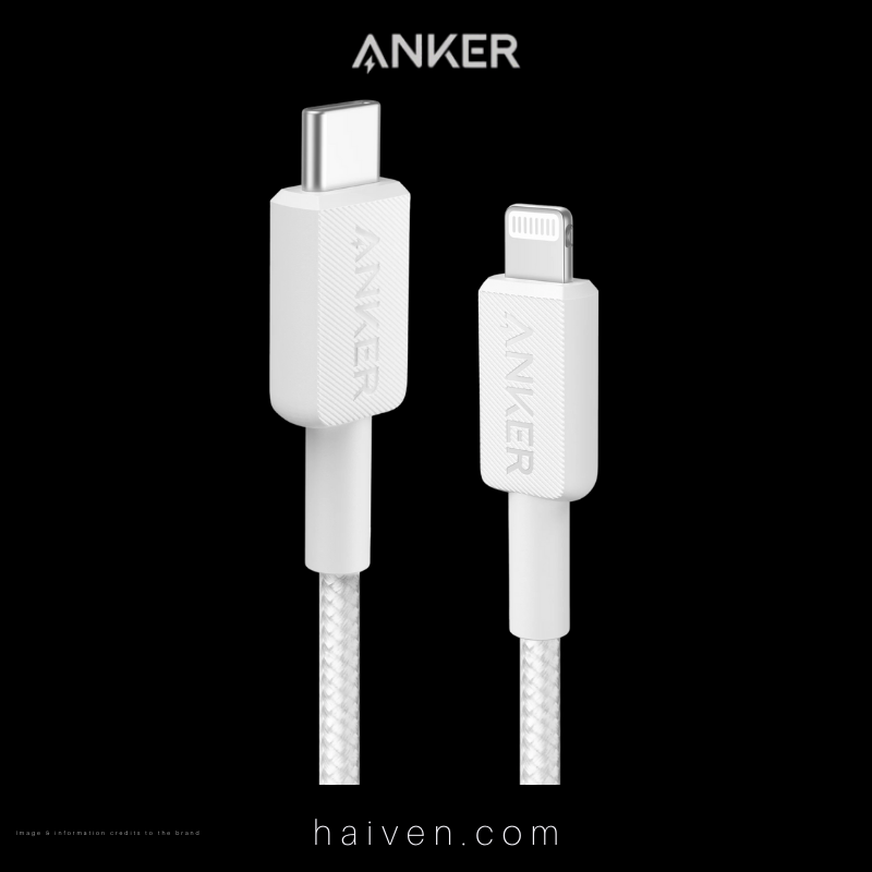 Anker 322 Cable A81B5H21 USB-C to Lightning 3ft Braided White