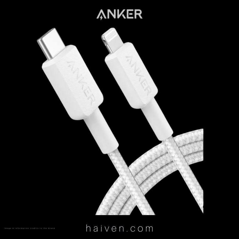 Anker 322 Cable A81B6H21 USB-C to Lightning 6ft Braided White