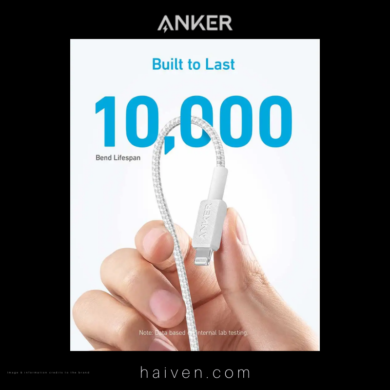 Anker 322 Cable A81B6H21 USB-C to Lightning 6ft Braided White