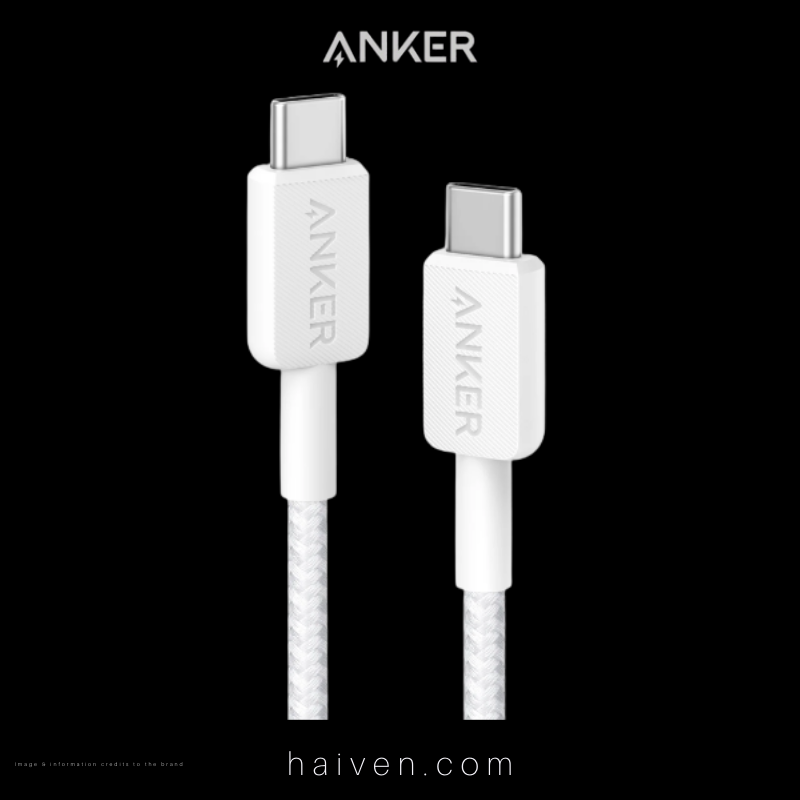 Anker 322 Cable A81F5H21 USB-C to USB-C 3ft Braided White