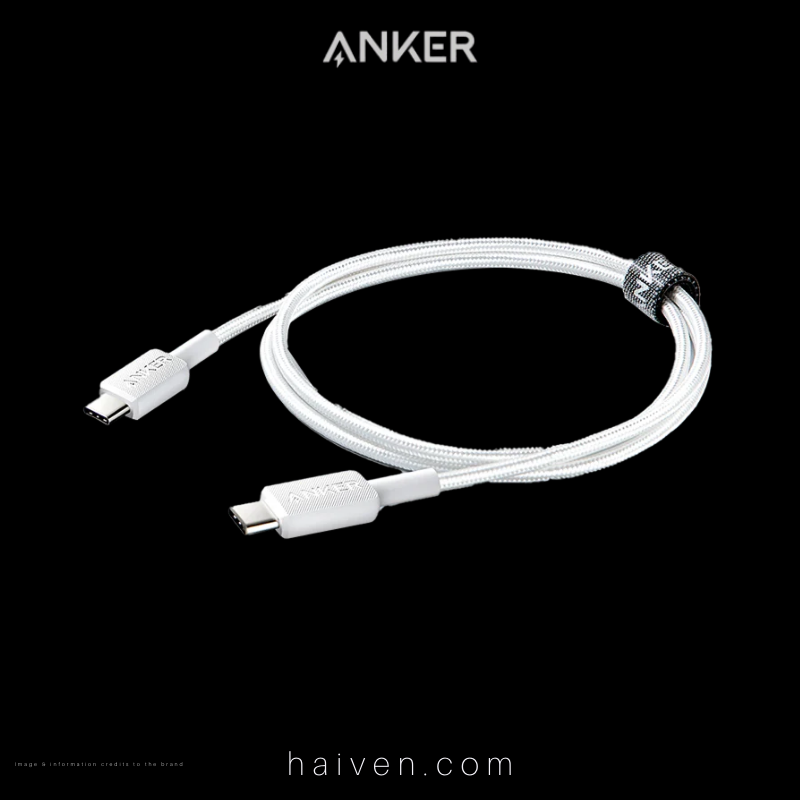 Anker 322 Cable A81F6H21 USB-C to USB-C 6ft Braided White