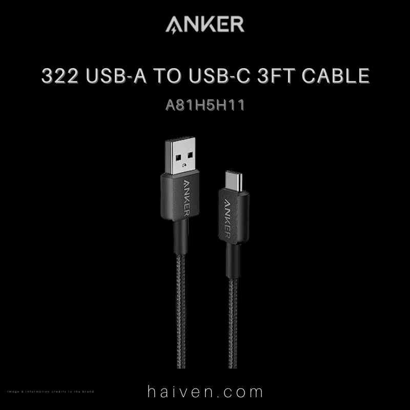 Anker 322 Cable A81H5H11 USB-A to USB-C 3ft Braided Black