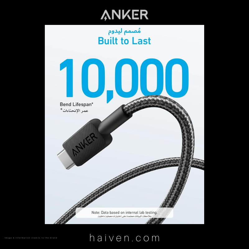 Anker 322 Cable A81H6H11 USB-A to USB-C 6ft Braided Black