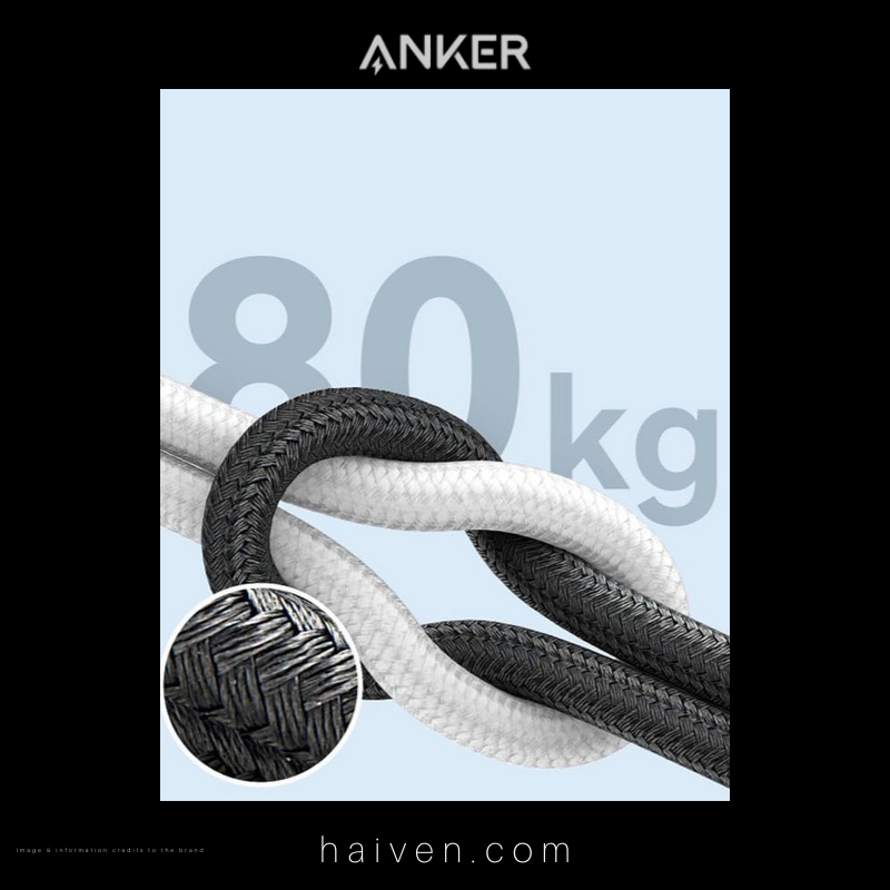 Anker 322 Cable A81H6H21 USB-A to USB-C 6ft Braided White