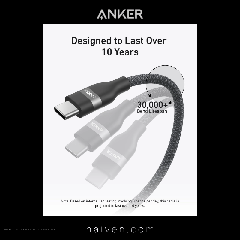 Anker Cable A82E2H12 USB-C to USB-C 6ft 240W Upcycled-Braided Black