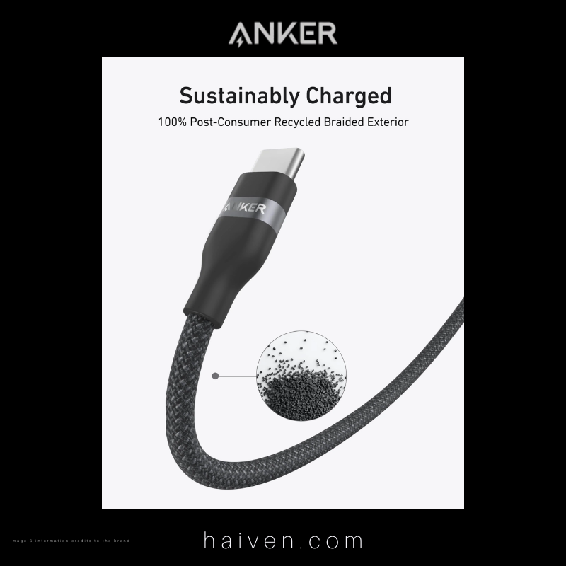 Anker Cable A82E2H12 USB-C to USB-C 6ft 240W Upcycled-Braided Black