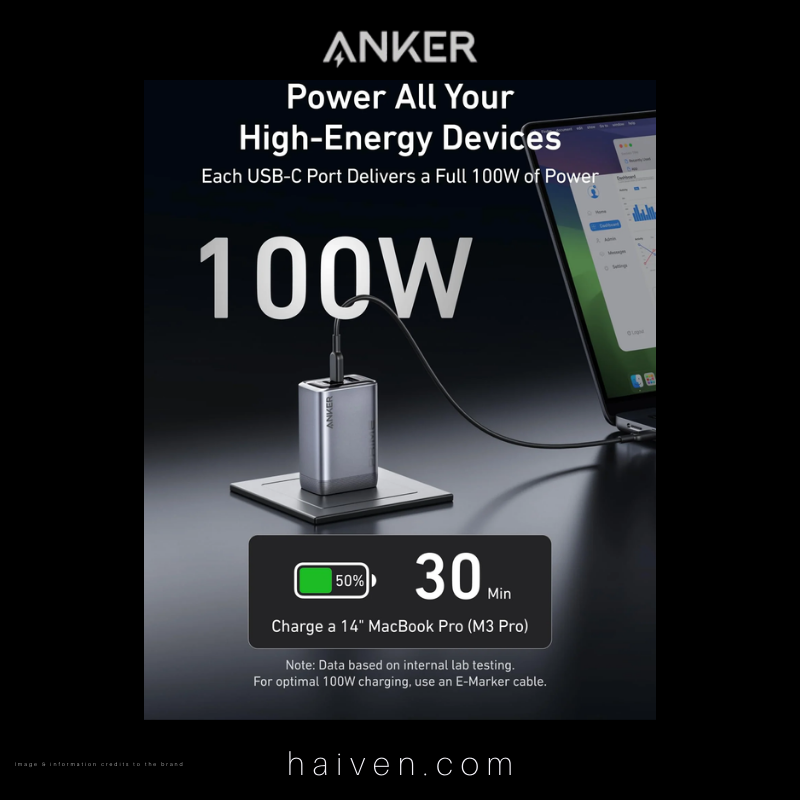 Anker Prime Charger A2688241 100W 3-Port GaNPrime Black