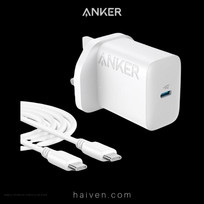 Anker Charger B2347K21 20W with USB-C Cable White